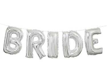 14IN SILVER BRIDE LETTER BALLOON KIT