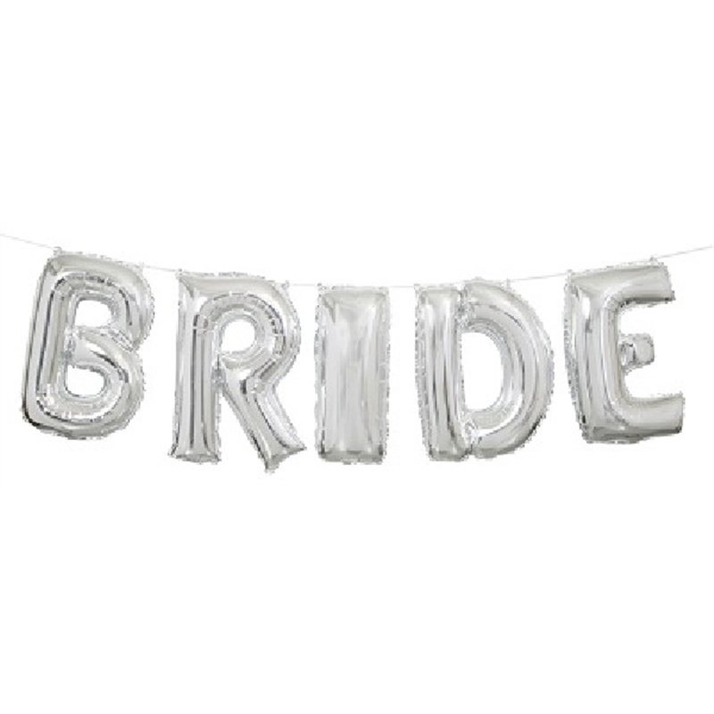 14IN SILVER BRIDE LETTER BALLOON KIT