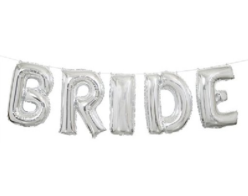 14IN SILVER BRIDE LETTER BALLOON KIT