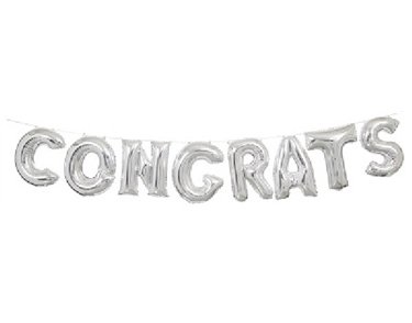 14IN SILVER CONGRATULATIONS BALLOON KIT