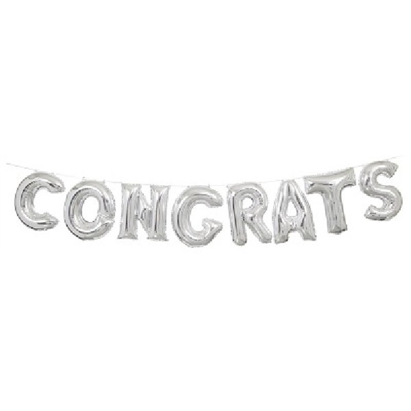 14IN SILVER CONGRATULATIONS BALLOON KIT