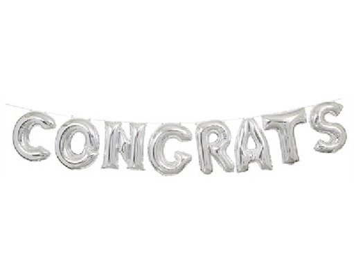 14IN SILVER CONGRATULATIONS BALLOON KIT
