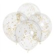 (6) 12IN GOLD CONFETTI CLEAR BALLOONS