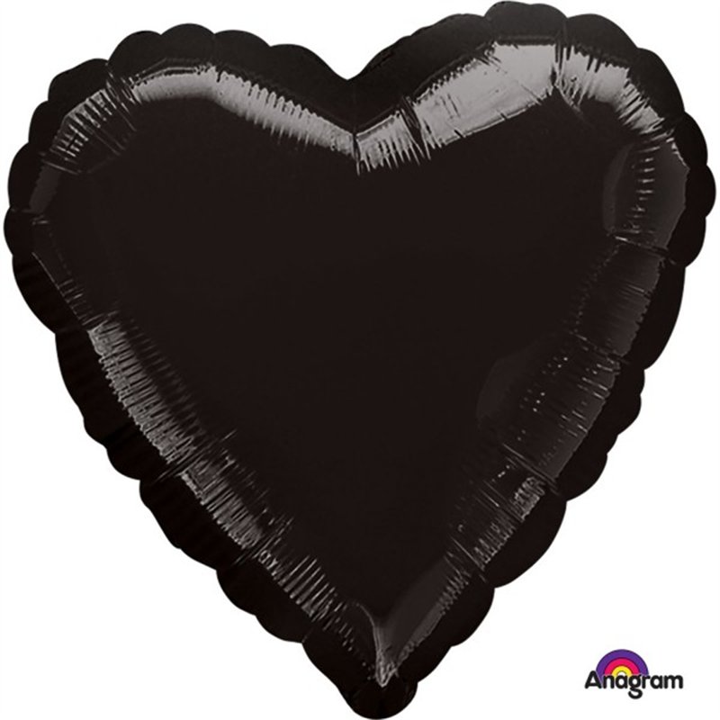 18IN BLACK HEART SHAPED FOIL BALLOON