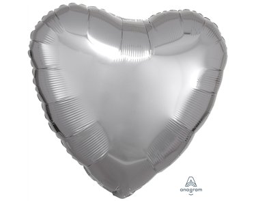 18IN METALLIC SILVER HEART FOIL