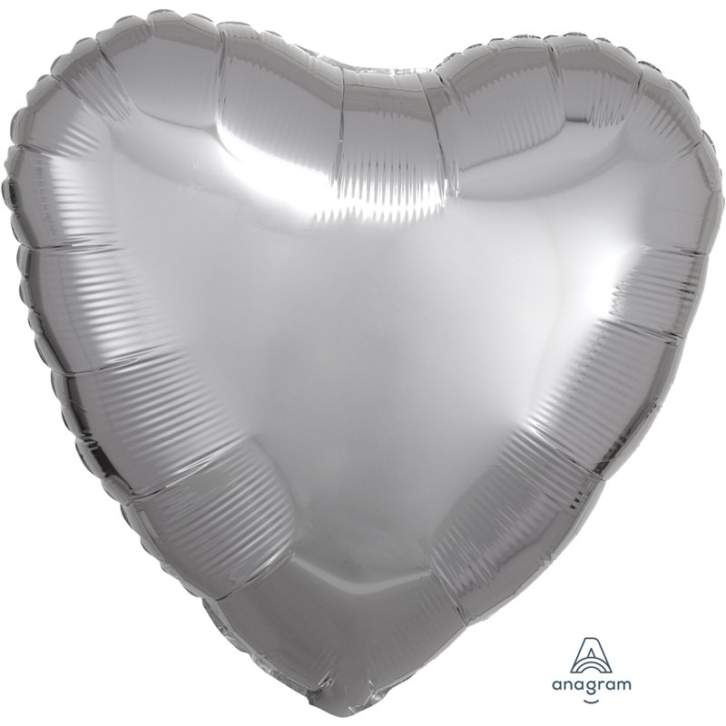 18IN METALLIC SILVER HEART FOIL