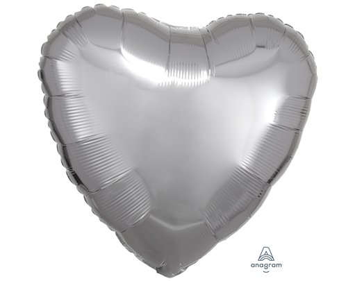 18IN METALLIC SILVER HEART FOIL