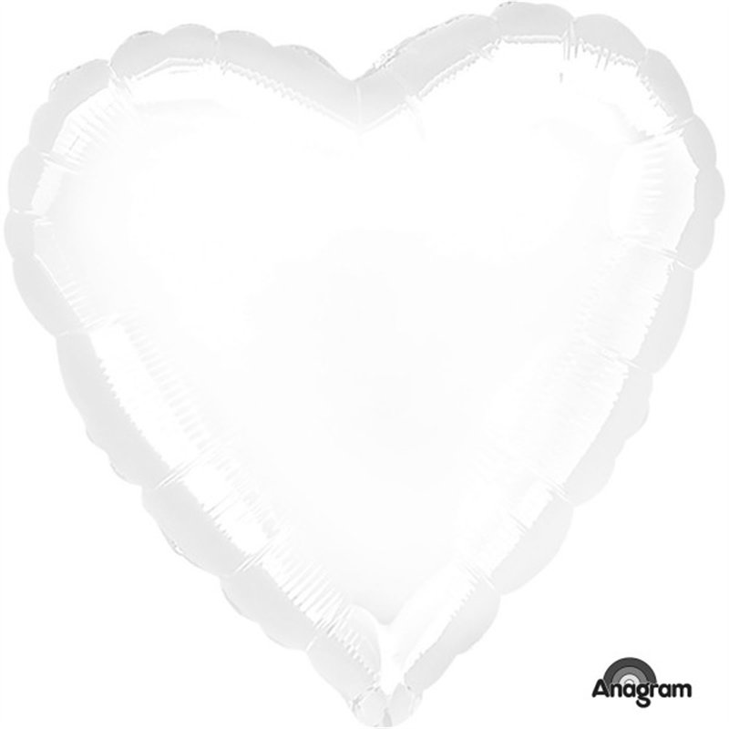 18IN METALLIC WHITE HEART FOIL