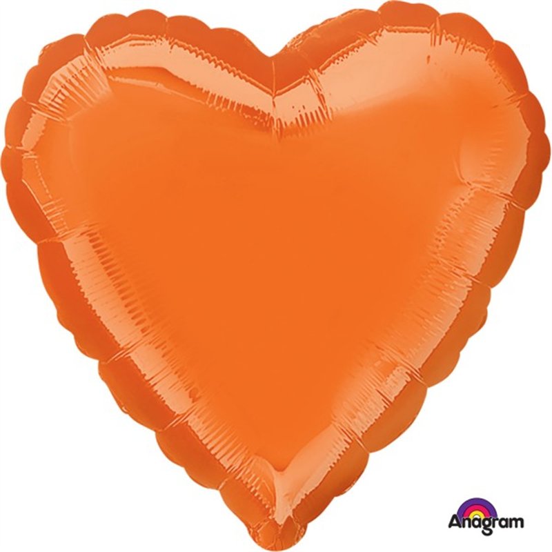18IN METALLIC ORANGE HEART FOIL