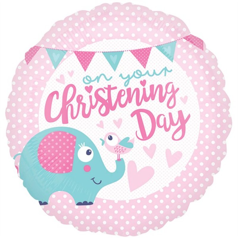 18IN CHRISTENING DAY PINK FOIL