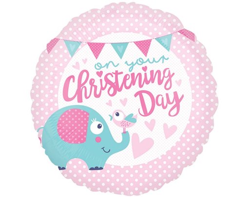 18IN CHRISTENING DAY PINK FOIL