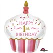 1ST BIRTHDAY CUPCAKE GIRL HOLO S/SHAPE