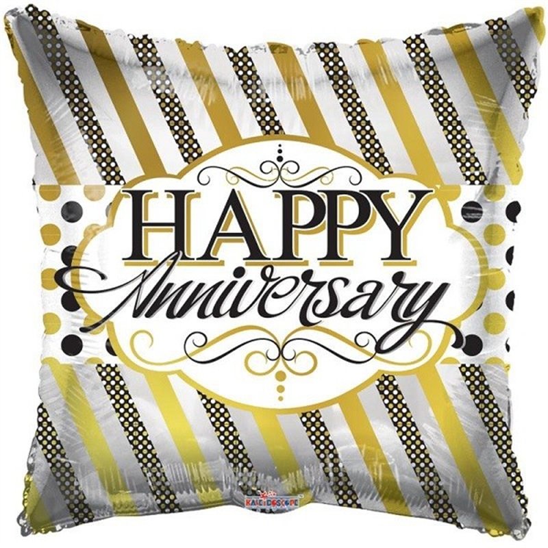 18IN ANNIVERSARY LINES AND DOTS FOIL