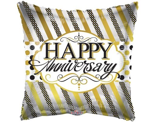 18IN ANNIVERSARY LINES AND DOTS FOIL