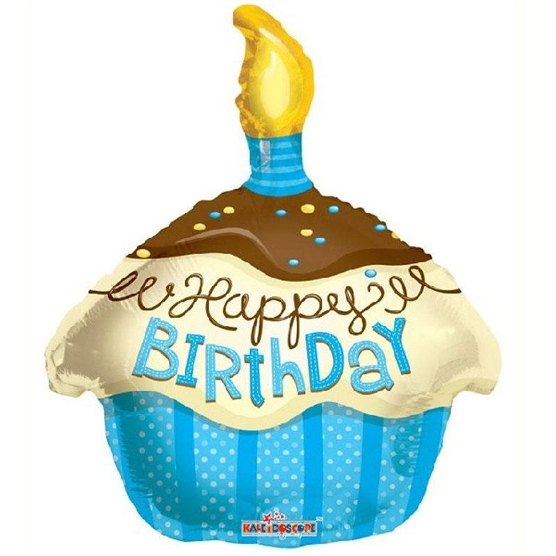 18IN CUPCAKE BLUE BIRTHDAY SHAPE FOIL