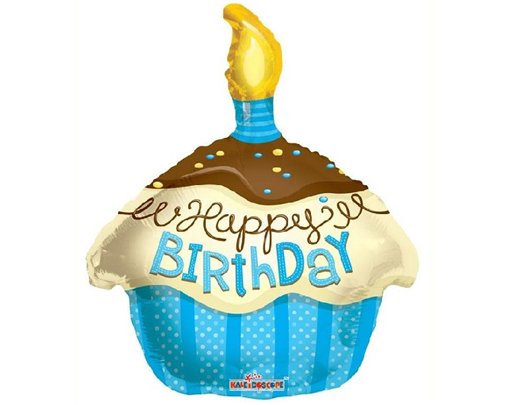18IN CUPCAKE BLUE BIRTHDAY SHAPE FOIL