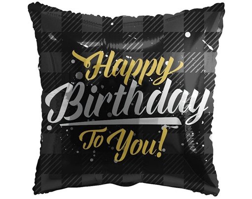 18IN HAPPY BIRTHDAY BLACK FOIL