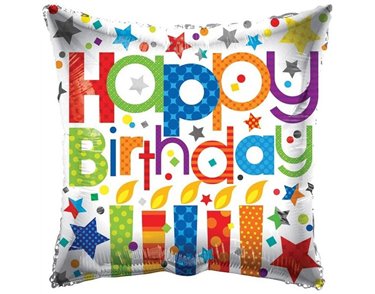 18IN HAPPY B/DAY PATTERNED CANDLES FOIL