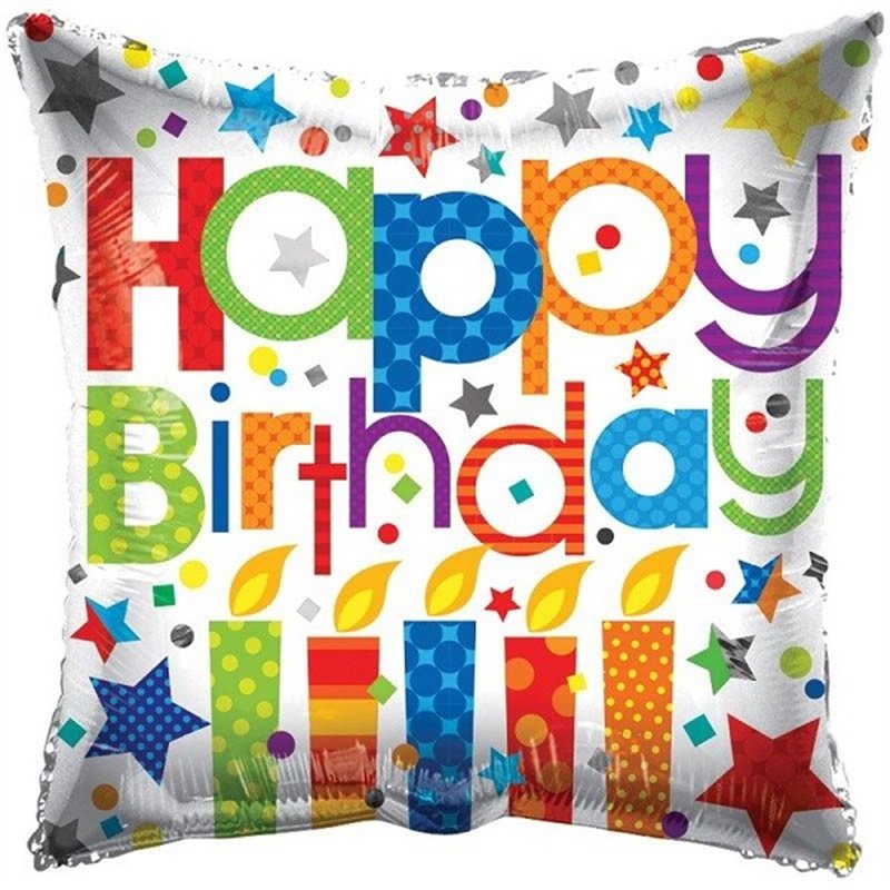 18IN HAPPY B/DAY PATTERNED CANDLES FOIL