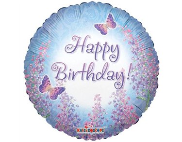 18IN HAPPY BIRTHDAY PURPLE LILACS FOIL