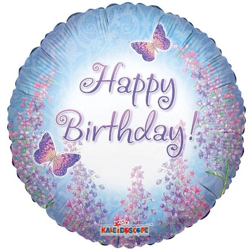 18IN HAPPY BIRTHDAY PURPLE LILACS FOIL