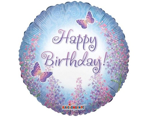 18IN HAPPY BIRTHDAY PURPLE LILACS FOIL
