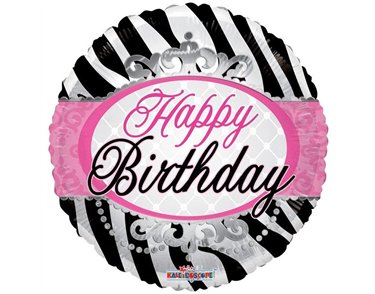 18IN HAPPY BIRTHDAY ZEBRA PRINT FOIL
