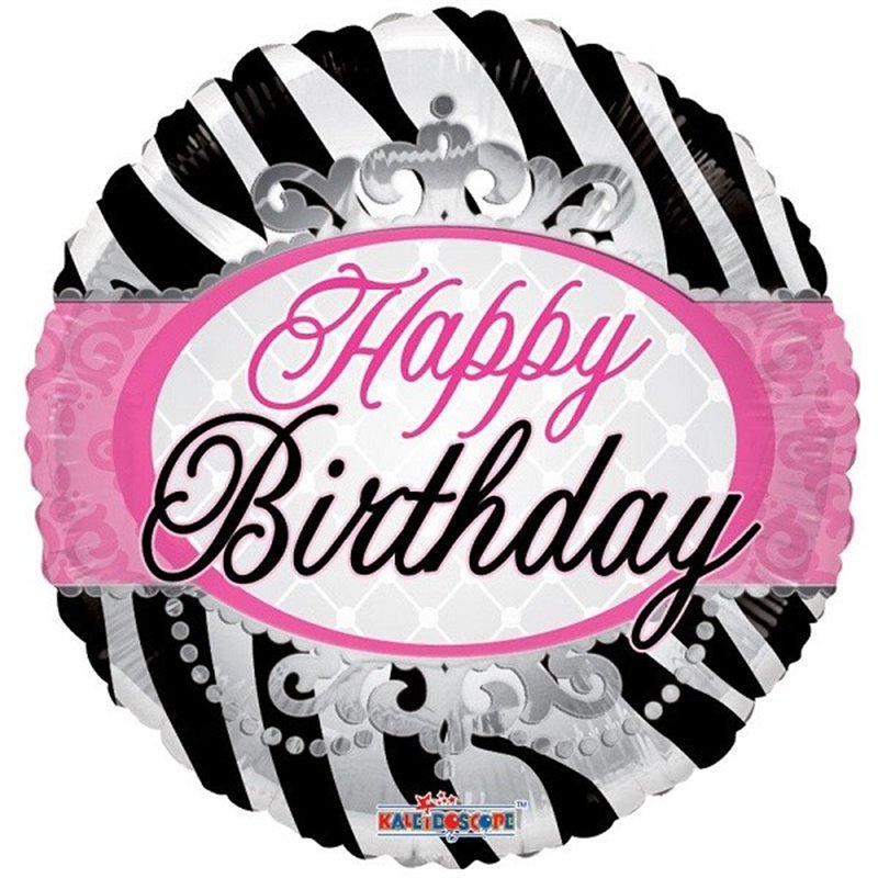 18IN HAPPY BIRTHDAY ZEBRA PRINT FOIL