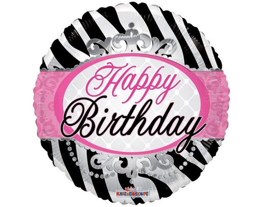 18IN HAPPY BIRTHDAY ZEBRA PRINT FOIL