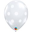 (25) 11IN DIAMOND CLEAR WHITE BIG POLKA DOTS QUALATEX