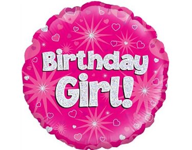 18IN BIRTHDAY GIRL HOLOGRAPHIC FOIL