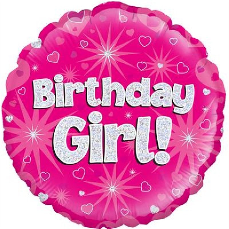 18IN BIRTHDAY GIRL HOLOGRAPHIC FOIL