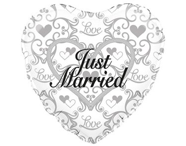 18IN JUST MARRIED FILIGREE FOIL