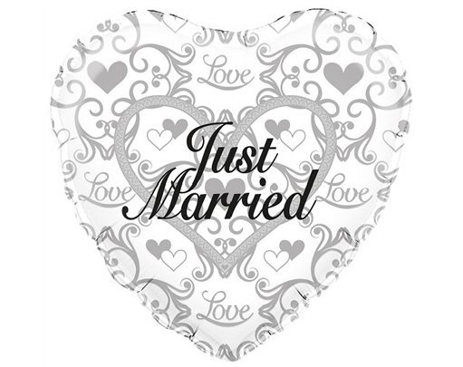 18IN JUST MARRIED FILIGREE FOIL