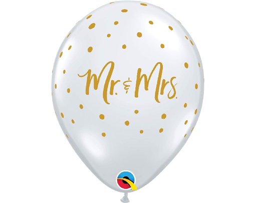 (25) 11in MR. & MRS. DOTS DIAMOND CLEAR QUALATEX