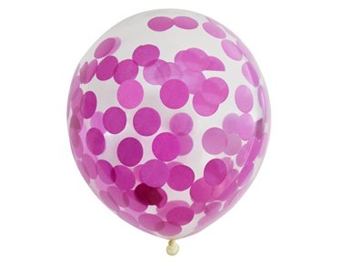 (6) 12IN PINK CONFETTI BALLOONS