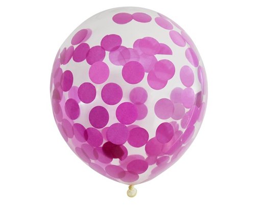 (6) 12IN PINK CONFETTI BALLOONS
