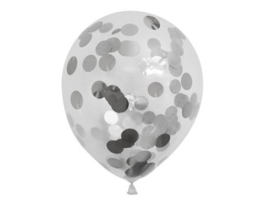 (6) 12IN SILVER CONFETTI BALLOONS