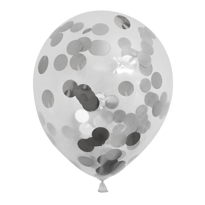 (6) 12IN SILVER CONFETTI BALLOONS