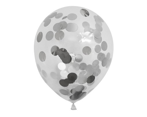 (6) 12IN SILVER CONFETTI BALLOONS