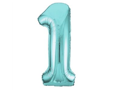 34IN POWDER BLUE NUMBER 1 FOIL BALLOON