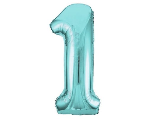 34IN POWDER BLUE NUMBER 1 FOIL BALLOON