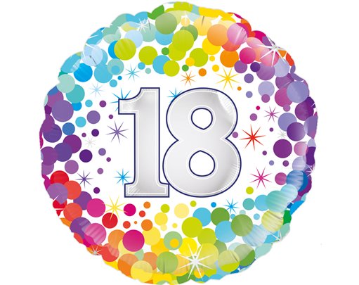 18IN COLOURFUL CONFETTI 18TH B/DAY FOIL