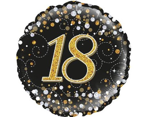 18IN FIZZ 18TH BLACK & GOLD HOLO FOIL