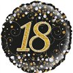 18IN FIZZ 18TH BLACK & GOLD HOLO FOIL