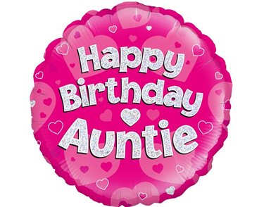 18IN AUNTIE PINK B/DAY HOLO FOIL
