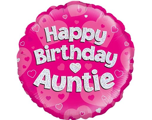 18IN AUNTIE PINK B/DAY HOLO FOIL