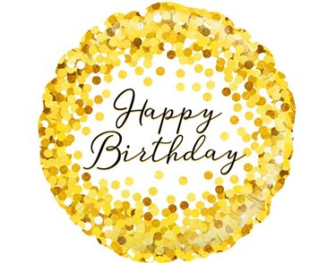 18IN GOLD SPARKLE B/DAY HOLO FOIL BALLOON