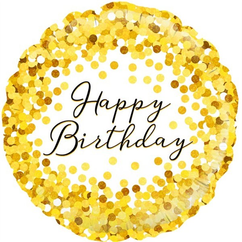 18IN GOLD SPARKLE B/DAY HOLO FOIL BALLOON