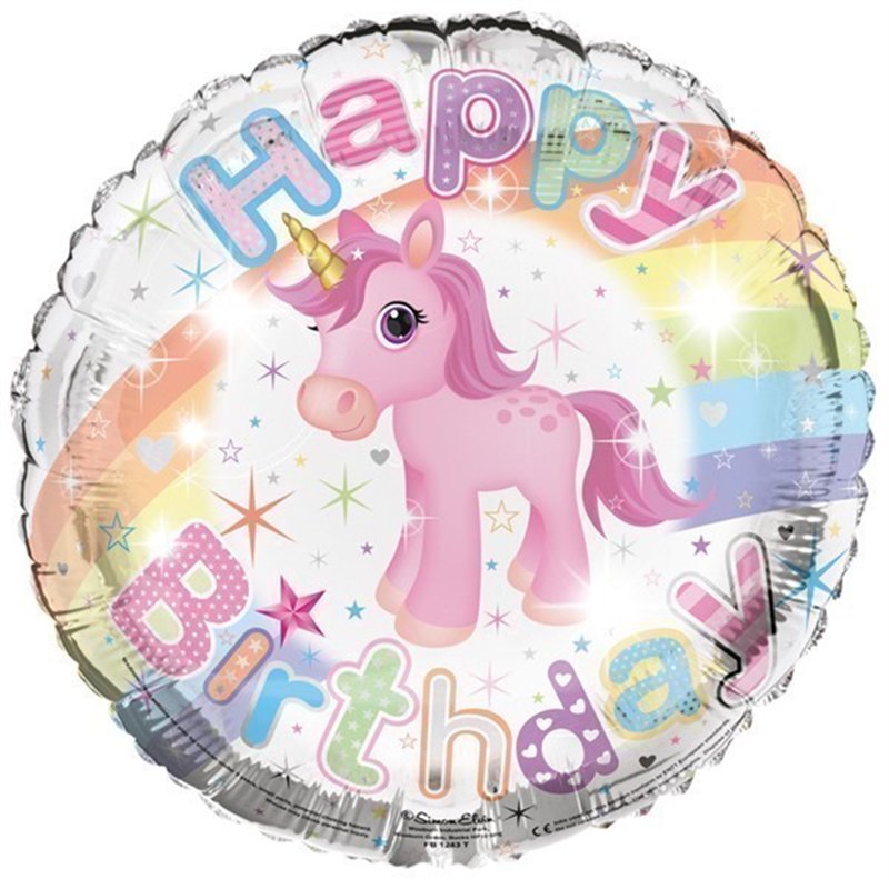 18IN HAPPY B/DAY UNICORN FOIL BALLOON
